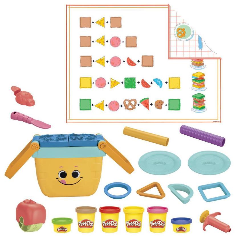 Play-Doh, Pique-nique des formes, 12 outils et 6 pots de pâte à modeler, jouets préscolaires product image 1