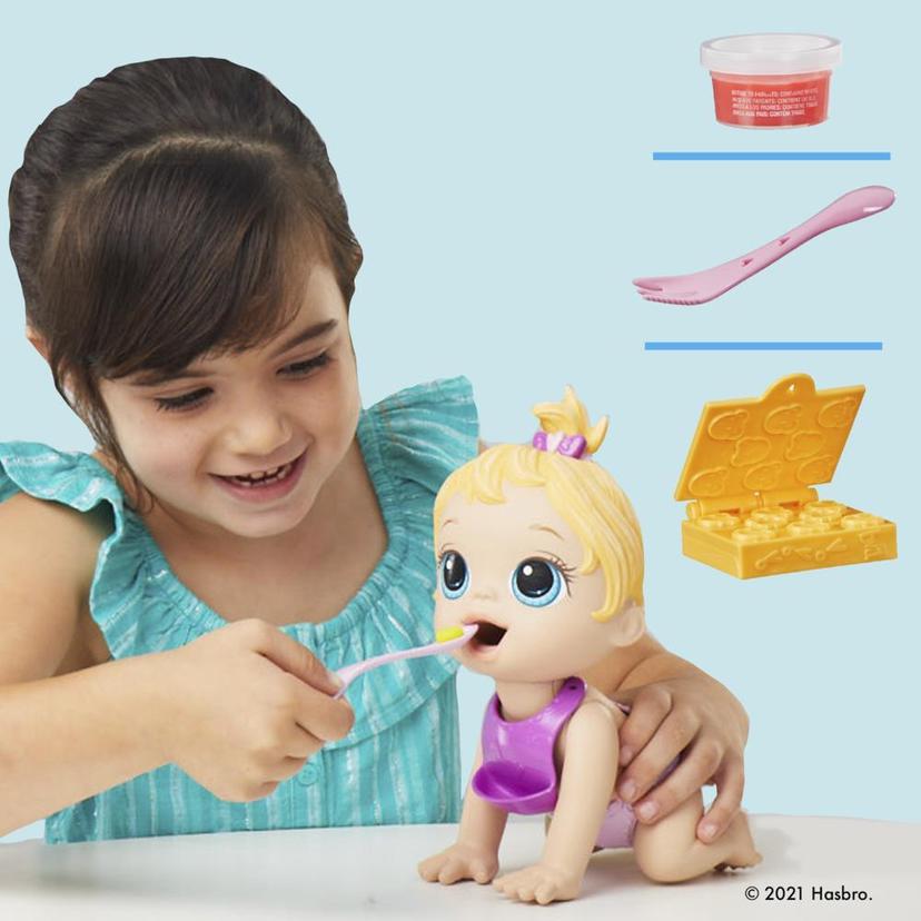 Baby Alive Bébé pause gourmande, mange et fait « caca », 20 cm, moule à aliments, enfants, dès 3 ans, cheveux blonds product image 1