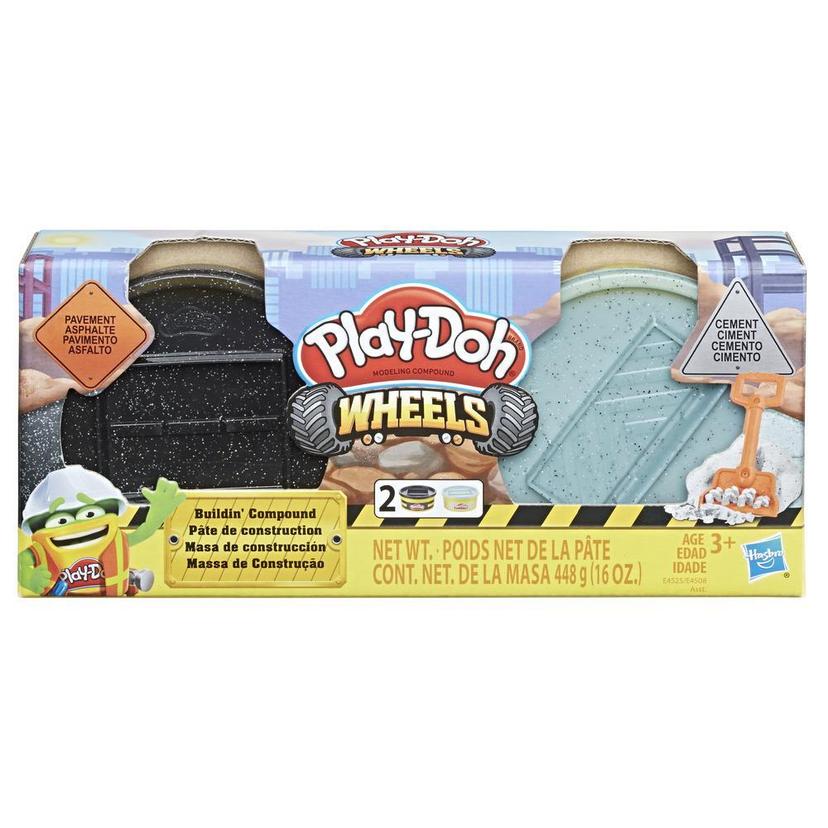 Play-Doh Wheels - Ensemble de 2 pots de 224 g de pâte de construction imitant le ciment et l'asphalte product image 1