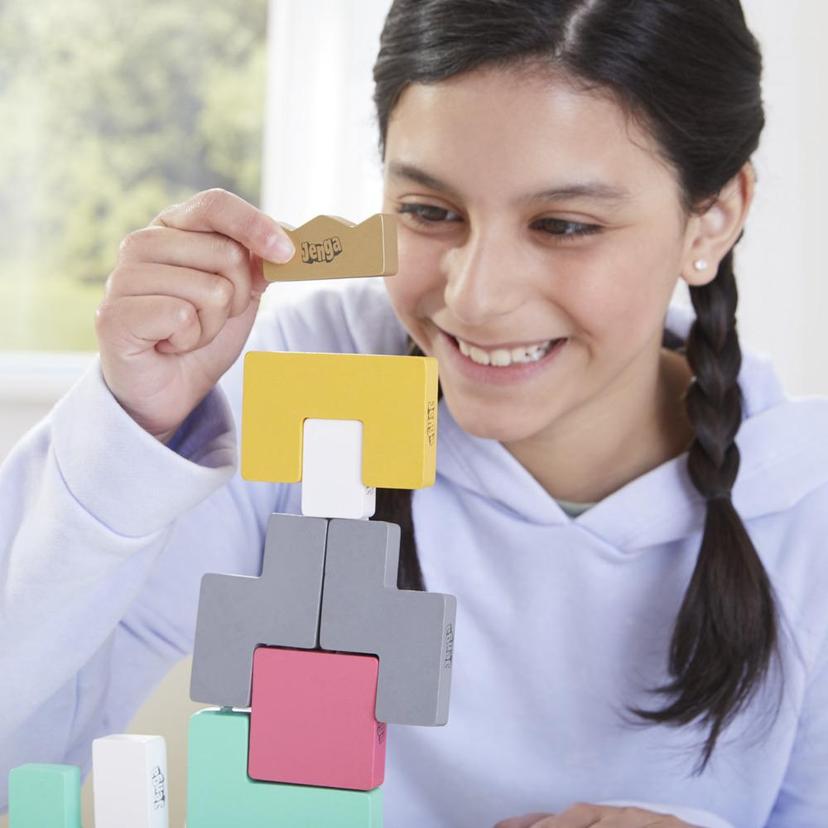 Jenga Maker, tour d'empilage avec blocs en bois massif véritable, jeu pour enfants, à partir de 8 ans, pour 2 à 6 joueurs product image 1