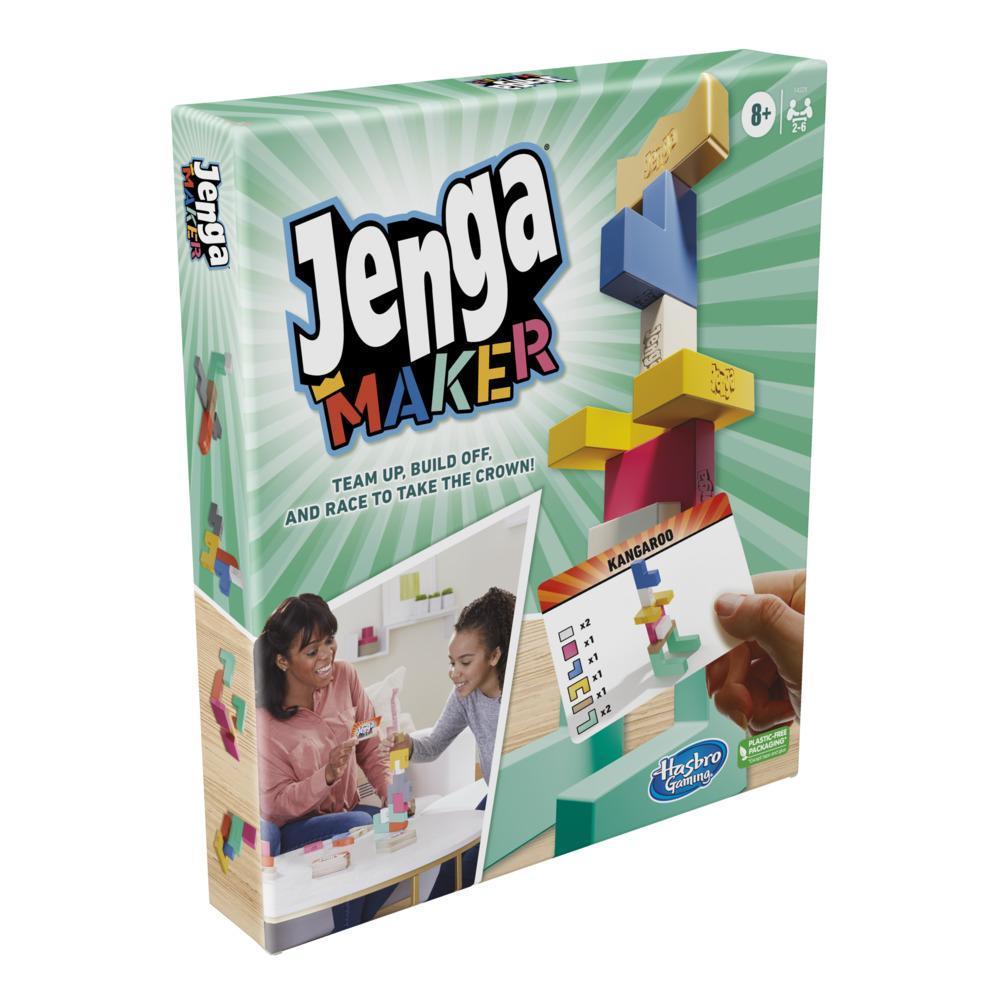 Jenga Maker, tour d'empilage avec blocs en bois massif véritable, jeu pour enfants, à partir de 8 ans, pour 2 à 6 joueurs product thumbnail 1