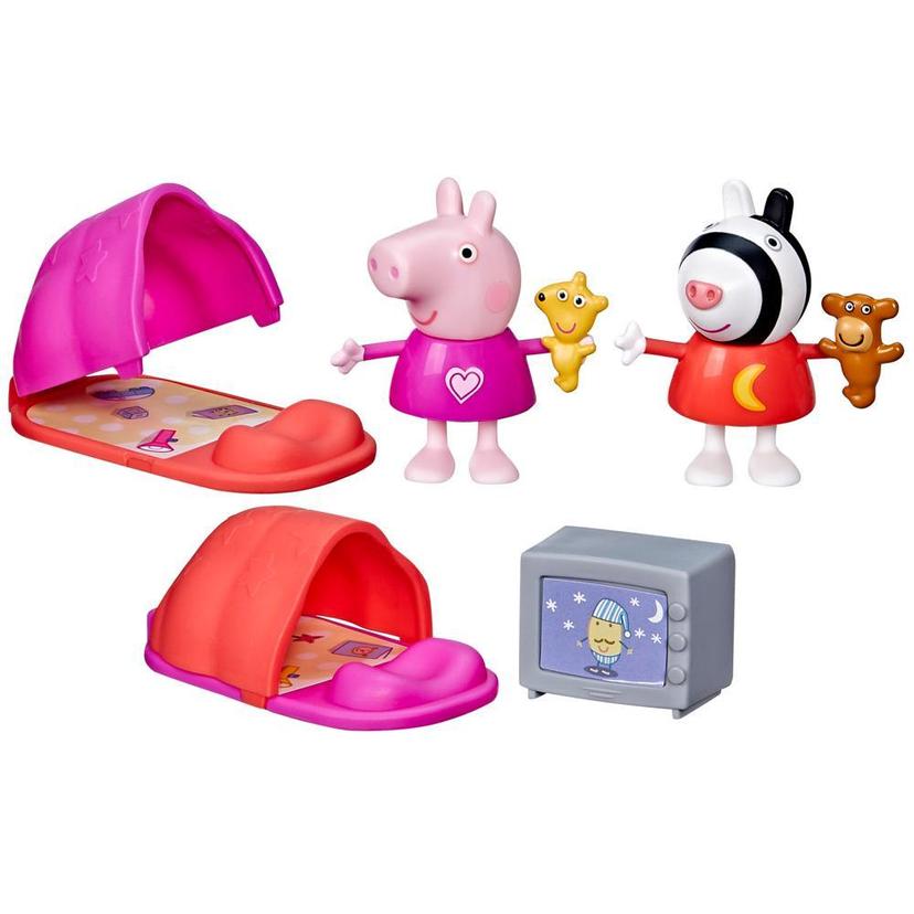 Peppa Pig, coffret Soirée pyjama de Peppa, 2 figurines et 3 accessoires thématiques, jouet préscolaire product image 1