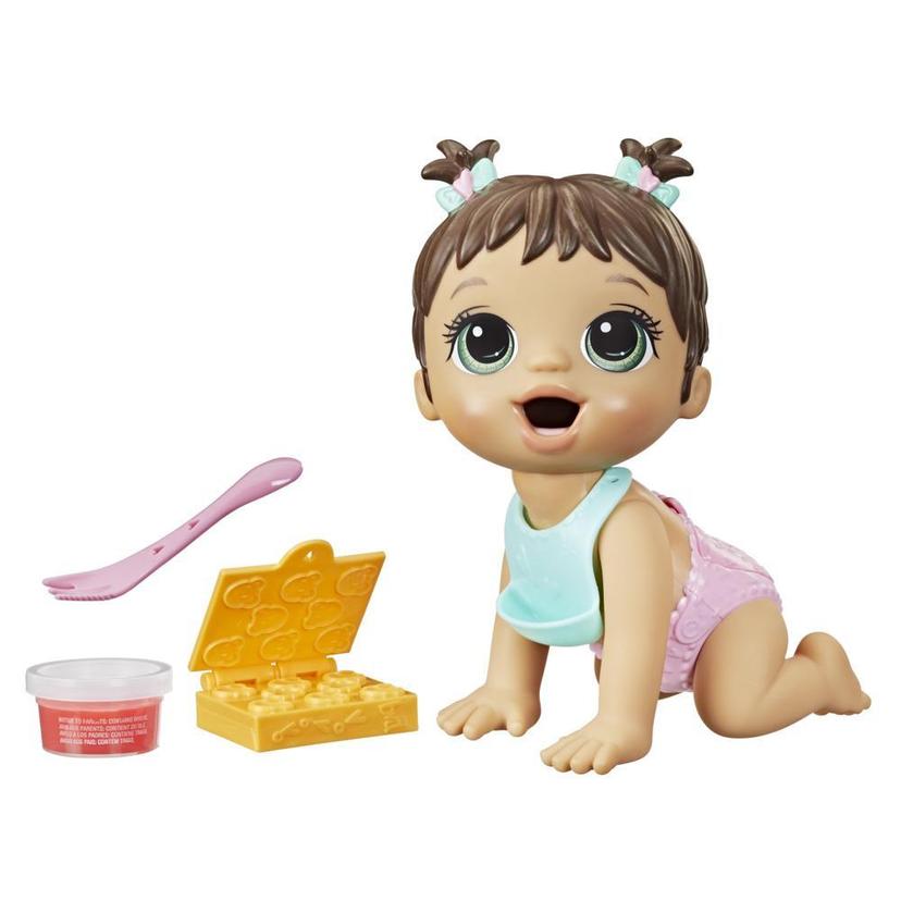 Baby Alive Bébé pause gourmande, mange et fait « caca », 20 cm, moule à aliments, enfants, dès 3 ans, cheveux châtains product image 1