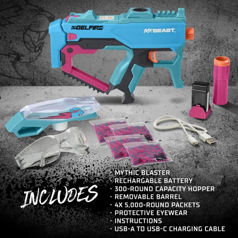 Nerf Pro Gelfire X MrBeast, blaster, 20 000 billes Gelfire, chargeur-trémie, pile rechargeable product image 1