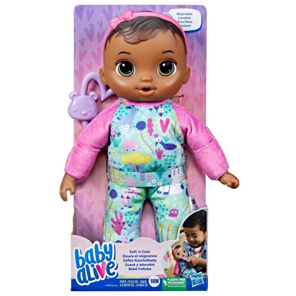 Baby Alive Soft 'n Cute, cheveux bruns, première poupée de bébé, lavable au corps souple, 28 cm, pour jeunes enfants, dès 18 mois, product thumbnail 1