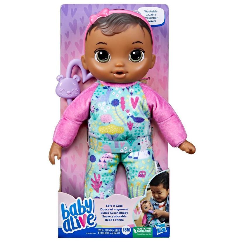 Baby Alive Soft 'n Cute, cheveux bruns, première poupée de bébé, lavable au corps souple, 28 cm, pour jeunes enfants, dès 18 mois, product image 1