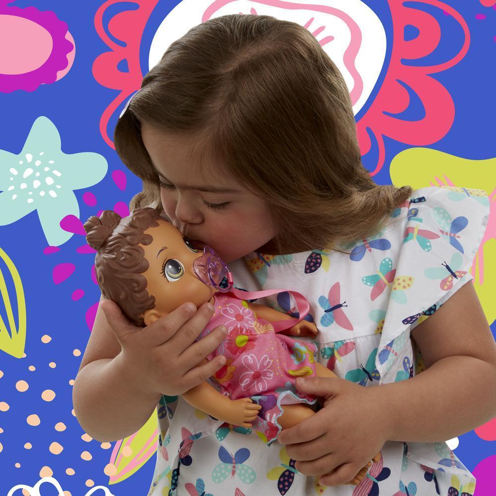 Baby Alive Baby Lil Sounds: Interactive Brown Hair Baby Doll for Girls and Boys Ages 3 and Up, Makes 10 Sound Effects, including Giggles, Cries, Baby Doll with Pacifier product thumbnail 1