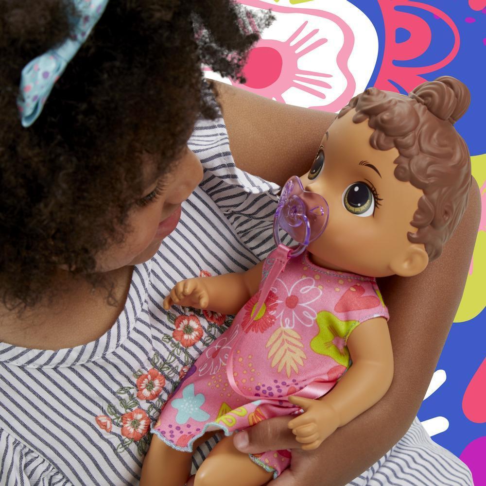 Baby Alive Baby Lil Sounds: Interactive Brown Hair Baby Doll for Girls and Boys Ages 3 and Up, Makes 10 Sound Effects, including Giggles, Cries, Baby Doll with Pacifier product thumbnail 1