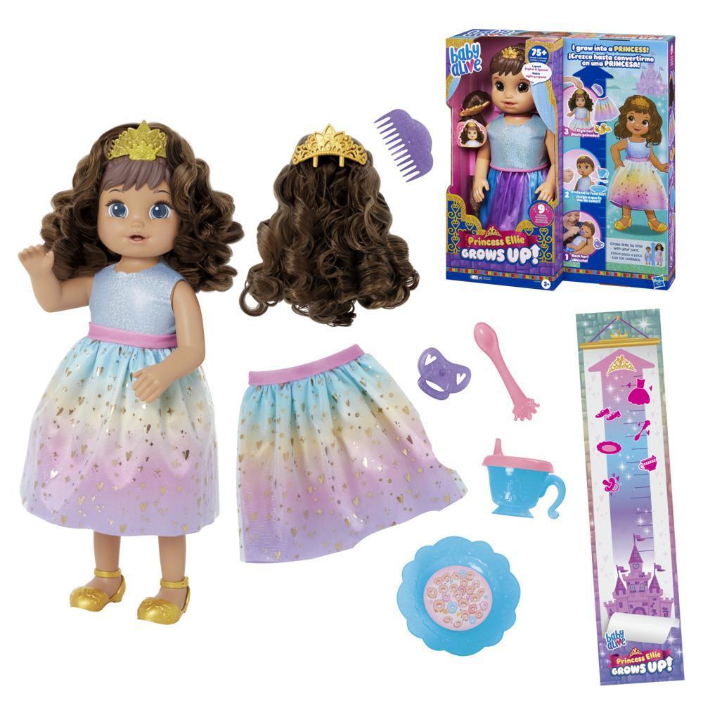 Boneca Baby Alive Princess Ellie Grows Up! Cabelos Castanhos, Bebê 45 cm que Cresce e Fala - F5237 - Hasbro product thumbnail 1