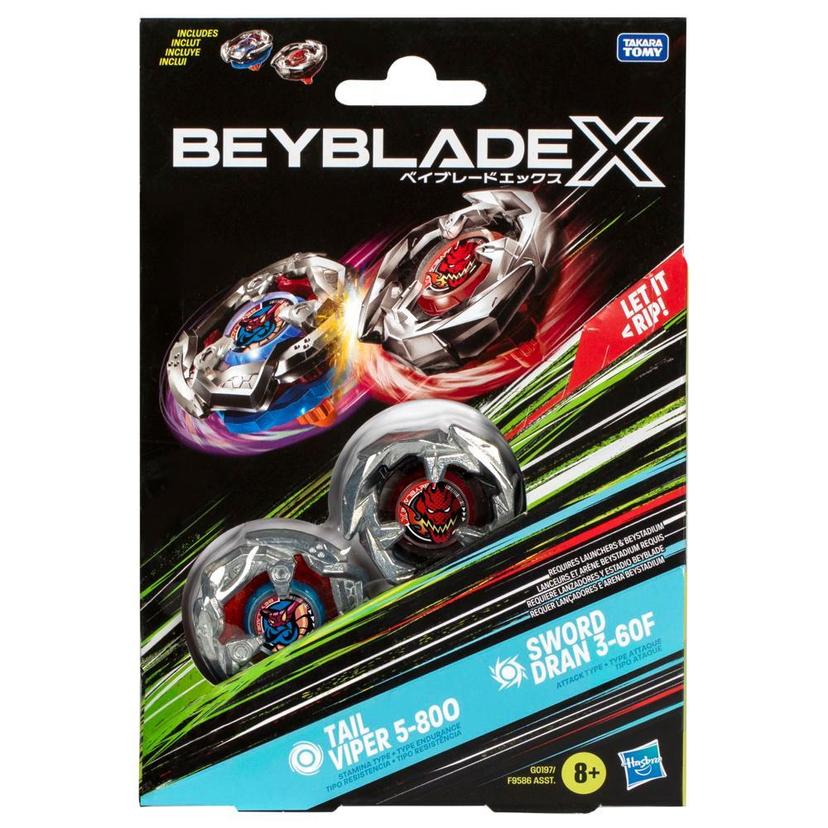 Beyblade X Tail Viper 5-80O e Sword Dran 3-60F Kit duplo de piões product image 1