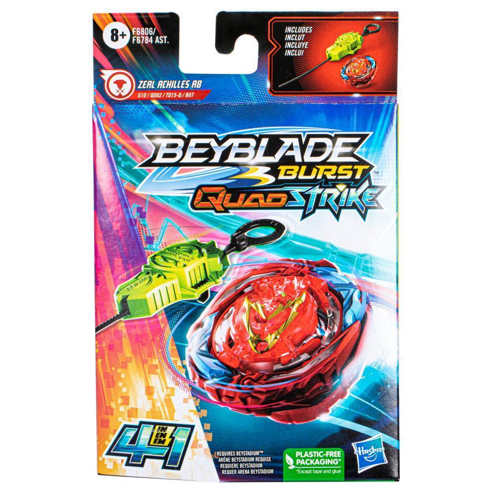 Pião e Lançador Beyblade Burst QuadStrike - Kit inicial Beyblade Burst QuadStrike - Zeal Achilles A8 - F6806 - Hasbro product thumbnail 1