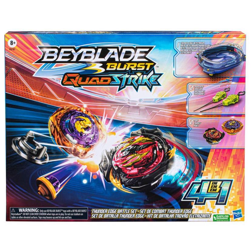 Conjunto Beyblade QuadStrike - Kit com Arena Thunder Edge Beystadium e 2 piões com lançador - F6781 - Hasbro product image 1