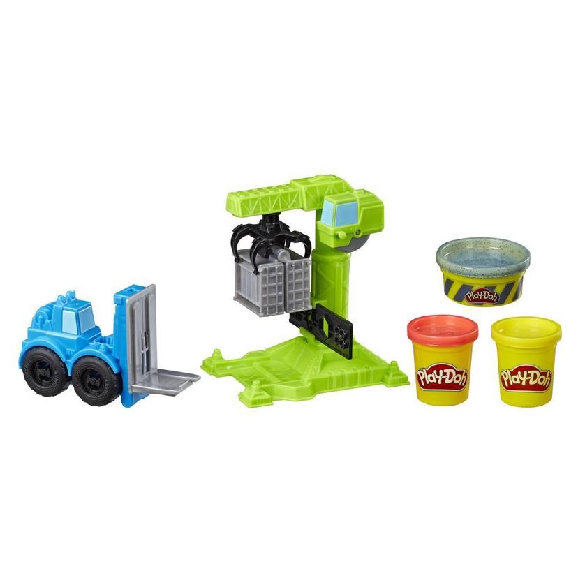 Play-Doh Wheels Φορτηγά Οχήματα Κατασκευών (Γερανός και Ανυψωτικό Όχημα) με Μη-Τοξικό υλικό της Play-Doh για Τσιμέντο Πλαστοζυμαράκι με 2 Επιπλέον Χρώματα product image 1