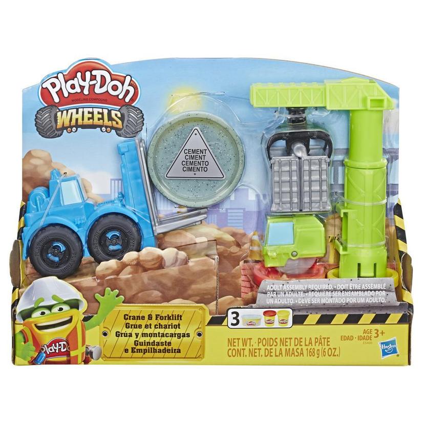 Play-Doh Wheels Φορτηγά Οχήματα Κατασκευών (Γερανός και Ανυψωτικό Όχημα) με Μη-Τοξικό υλικό της Play-Doh για Τσιμέντο Πλαστοζυμαράκι με 2 Επιπλέον Χρώματα product image 1