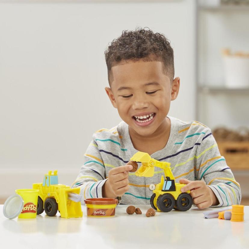 Play-Doh Wheels Φορτηγά Οχήματα Κατασκευών (Εκσκαφέας και Φορτωτής) με Μη-Τοξικό υλικό της Play-Doh Άμμος Πλαστοζυμαράκι με 2 Επιπλέον Χρώματα product image 1