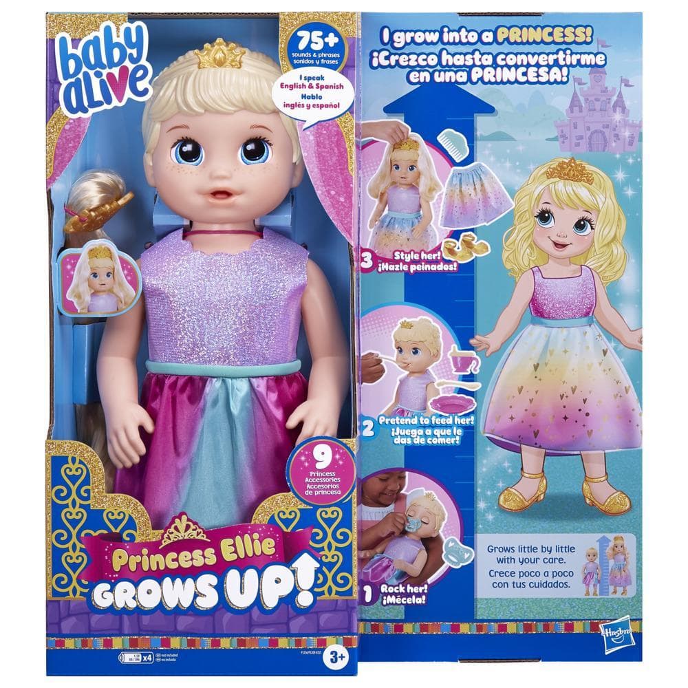 Baby Alive Princess Ellie Grows Up! Doll, 18-Inch Growing Talking
