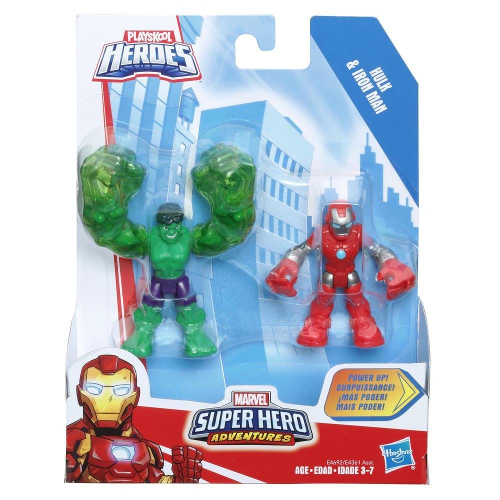 Playskool Heroes Marvel Super Hero Adventures 2-Pack, Collectible 2.5-Inch Hulk and Iron Man Action Figures product thumbnail 1
