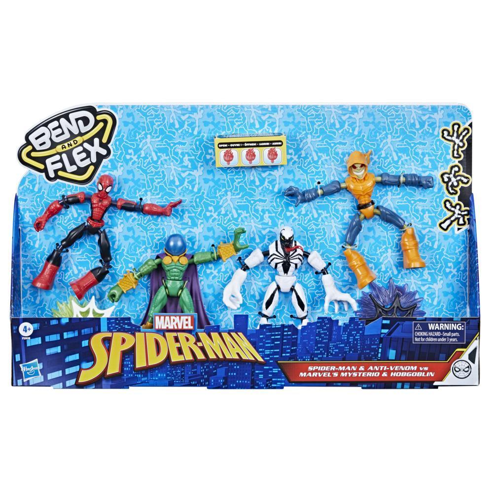Marvel Spider-Man Bend and Flex Figure 4-Pack, Spider-Man and Anti-Venom Vs. Marvel's Mysterio and Hobgoblin, Ages 4 And Up product thumbnail 1